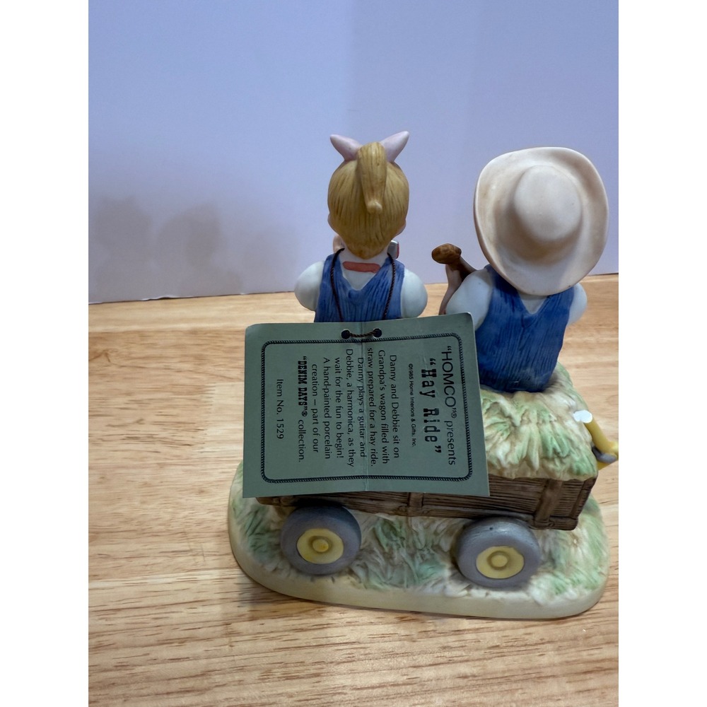 HOMCO Denim Days 1529 "Hay Ride" Figurine – Country Kids Music Scene - Picture 5 of 7
